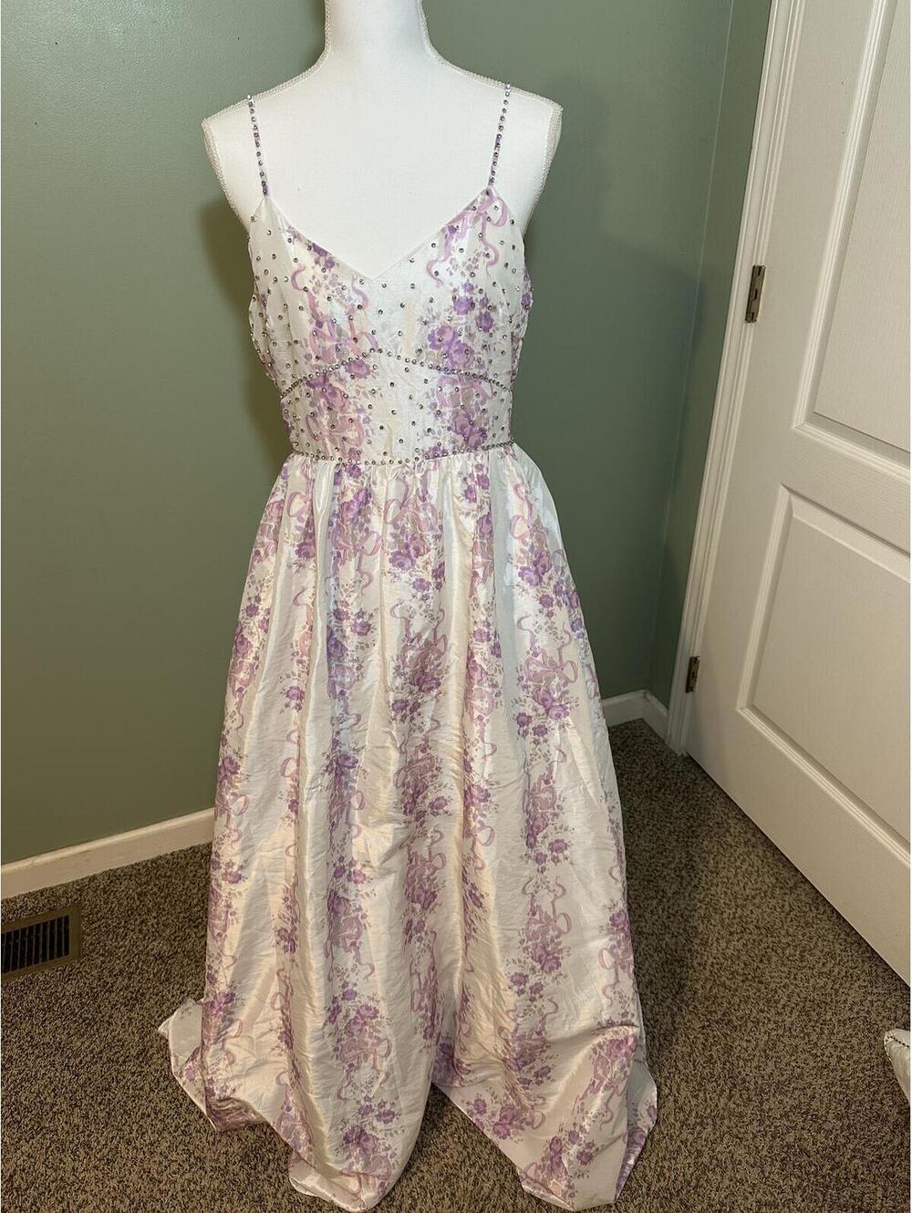 LoveShackFancy Alta Maxi Gown French Lilac Floral Rhinestone Size 10 EUC